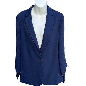 Cartonnier Blazer One Button Style Long Sleeve Collared Wrist Tie Navy Size 10